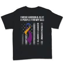 Load image into Gallery viewer, Bladder Cancer Awareness I Wear Marigold Blue And Purple Ribbon