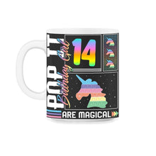 Load image into Gallery viewer, 14th Birthday Girl Unicorn Cute Tee, Pop Birthday Party Theme Costume - 11oz Mug - Black on White