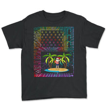 Load image into Gallery viewer, Christmas In July Shirt, Mele Kalikimaka Hawaii Santa Palm Tree - Youth Tee - Black