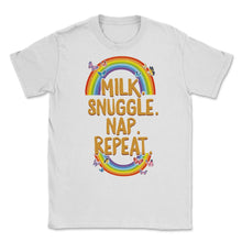 Load image into Gallery viewer, Napping Shirt, Milk Snuggle Nap Repeat, Funny Napping Lover Lazy Gift - Unisex T-Shirt - White