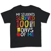 Load image into Gallery viewer, 100 Days Of School Shirt For Virtual Teacher My Students Survived 100