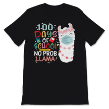 Load image into Gallery viewer, 100 Days Of School Shirt No Probllama Cute Llama Wearing Face Mask
