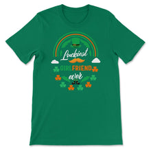 Load image into Gallery viewer, Luckiest Girlfriend Ever Shamrock Top Hat St Patricks Day T Shirt - Unisex T-Shirt - Kelly Green