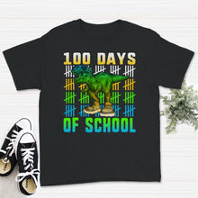Load image into Gallery viewer, 100 Days Of School Shirt, 100 Days Of School Dinosaur T-Rex Tee,
