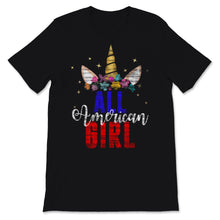 Load image into Gallery viewer, All American Girl Cute Unicorn 4th of July USA American Independence