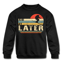 Load image into Gallery viewer, Ski Later Kids' Crewneck Sweatshirt - black