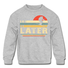 Load image into Gallery viewer, Ski Later Kids' Crewneck Sweatshirt - heather gray