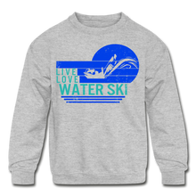 Load image into Gallery viewer, Water Ski Sophia Kids' Crewneck Sweatshirt - heather gray