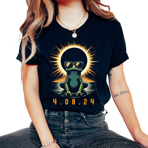 4 08 24 Frog Solar Eclipse T Shirt - Unisex T-Shirt - Black