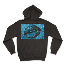 Load image into Gallery viewer, Women's 80s &amp; 90s Motto Kissing Lips Motif Vintage Blue V Neck - Hoodie - Black
