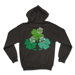Nurse Shirt, Emerald Leaf Mint Four Leaf Clover Tee, St. Patrick's - Hoodie - Black