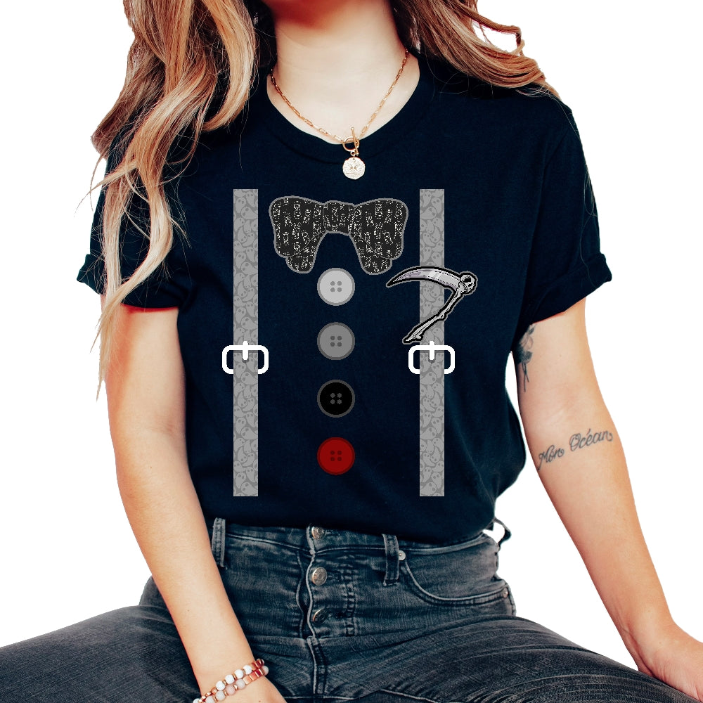 Reaper Shirt, Suspender Grim Reaper Scythe Hourglass Death Ghost Tee,