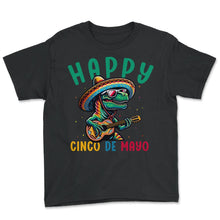 Load image into Gallery viewer, Happy Cinco De Mayo Trex Sombrero Guitar Mexican Mexico Cinco De Mayo - Youth Tee - Black
