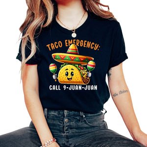 Taco Emergency Call 9 Juan Juan Mustache Funny Mexican Food Mexico - Unisex T-Shirt - Black