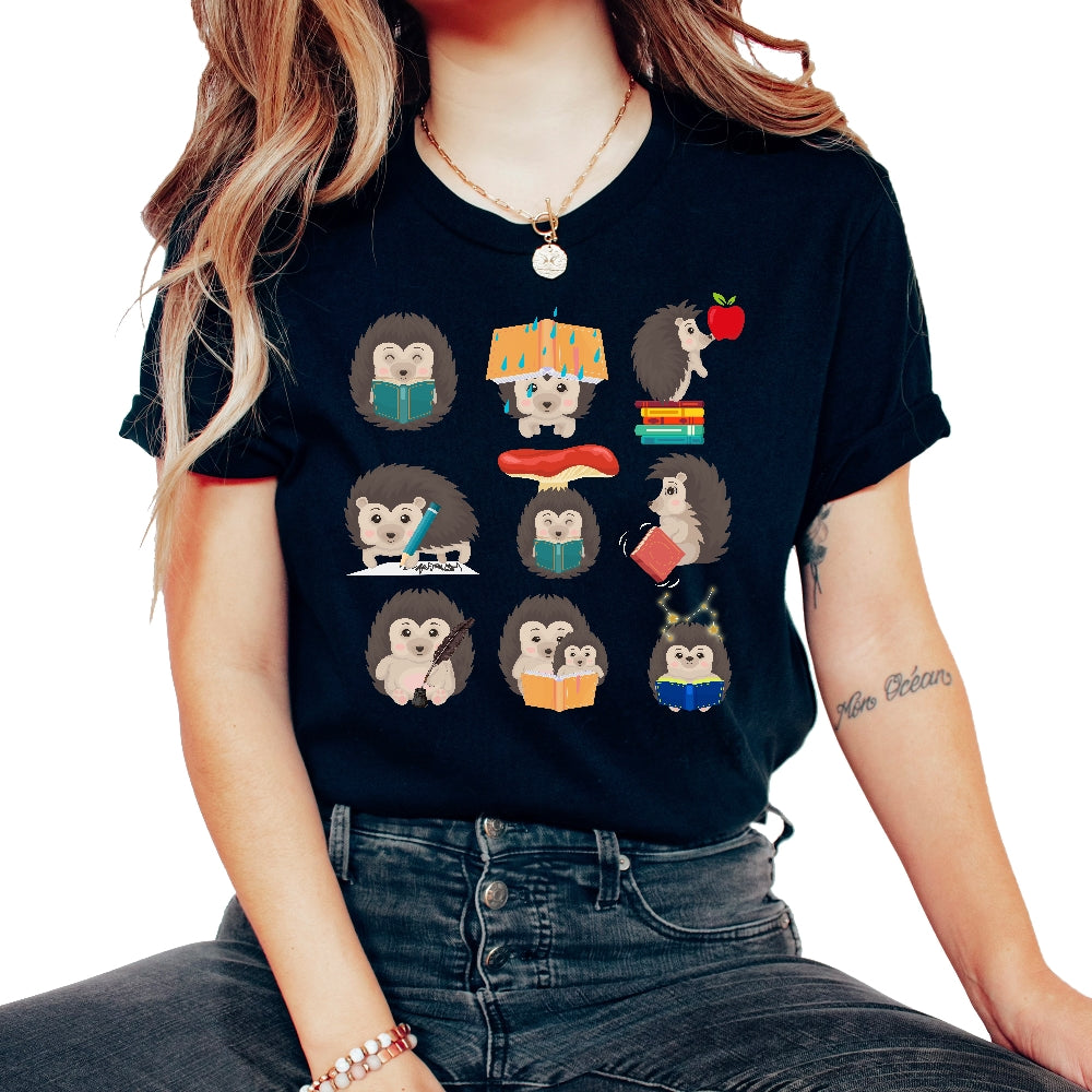Book Shirt, Hedgehog Bedtime Storybook Adventures Tee, Cute Hedgehog - Unisex T-Shirt - Black