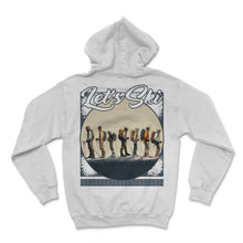 Load image into Gallery viewer, Let’s Ski Evolution Of Skiing Ancestral Alpine Progression Peaks - Hoodie - White
