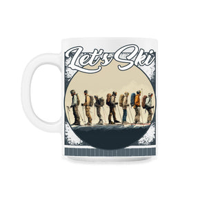 Let’s Ski Evolution Of Skiing Ancestral Alpine Progression Peaks - 11oz Mug - White