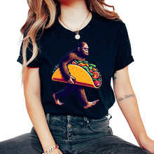 Load image into Gallery viewer, Bigfoot Carrying Taco Mexican Food Mexico Cinco De Mayo T Shirt - Unisex T-Shirt - Black
