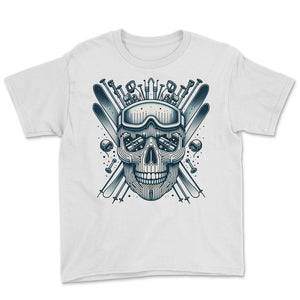 Ski Gear Skull Shirt Snowy Mountain Skull Apparel - Youth Tee - White