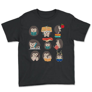Book Shirt, Hedgehog Bedtime Storybook Adventures Tee, Cute Hedgehog - Youth Tee - Black