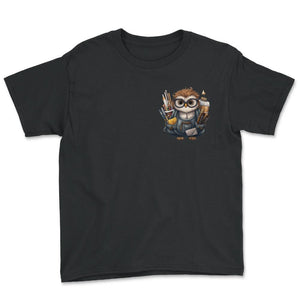 Wise Little Counselor School Counseling Week Supportive Pocket T Shirt - Youth Tee - Black