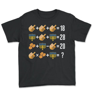 Math Shirt, Math Order Of Operations Dreidel Menorah Latke Tee, - Youth Tee - Black