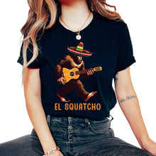 Load image into Gallery viewer, El Squatcho Bigfoot Guitar Mexican Mexico Cinco De Mayo T Shirt - Unisex T-Shirt - Black
