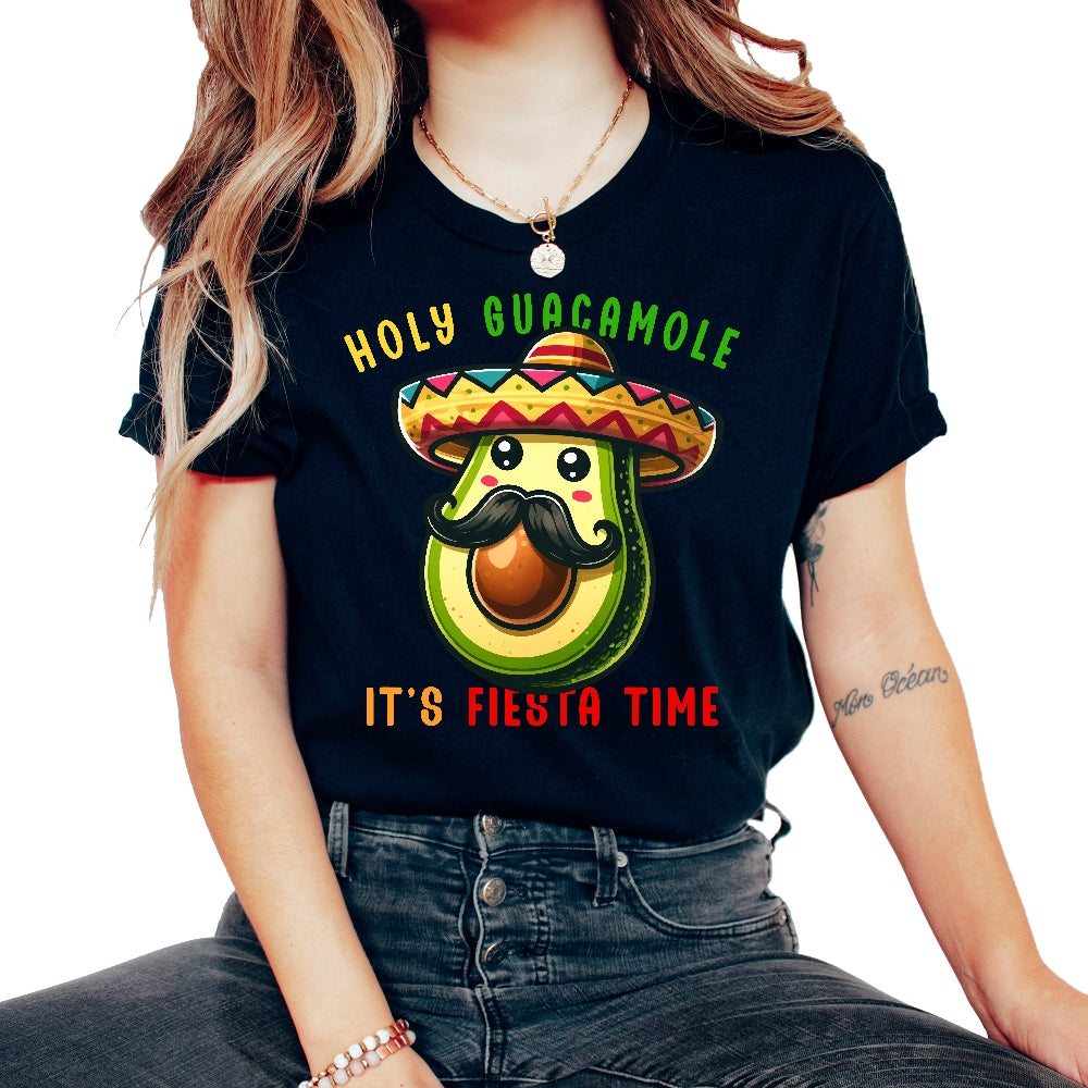 Holy Guacamole Its Fiesta Time Mexico Funny Cinco De Mayo T Shirt - Unisex T-Shirt - Black