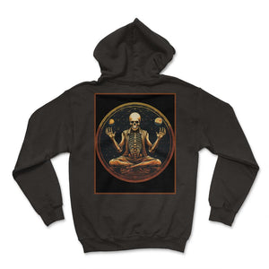 Yoga Pose Oracle Crystal Ball Third Eye Skeleton Humorous Gym Black T - Hoodie - Black