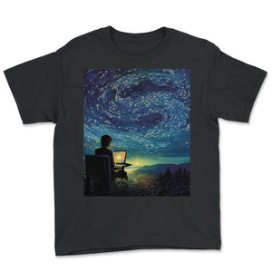 Programmer Starry Night Shirt Coding - Youth Tee - Black