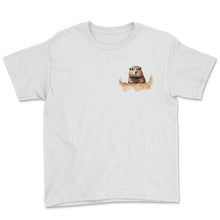 Load image into Gallery viewer, Shadow Seeker Humorous Groundhog Day Shadow Pocket Tee - Youth Tee - White
