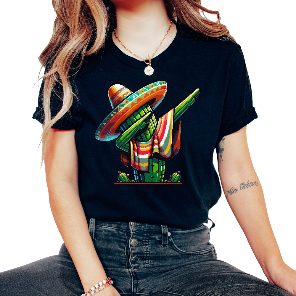 Cactus Dab Sombrero Poncho Mexico Cinco De Mayo T Shirt - Unisex T-Shirt - Black