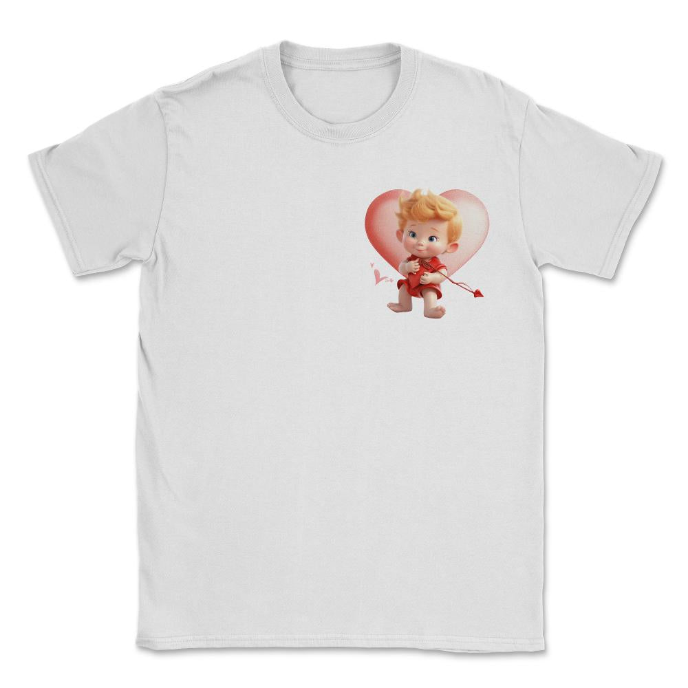 Pocket Cupid Playful Valentine's Day Love Arrow T Shirt - Unisex T-Shirt - White