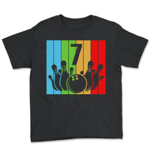 Load image into Gallery viewer, Children's Bowling Birthday 7 Bowling Theme 7th Birthday Outfit 7 - Youth Tee - Black
