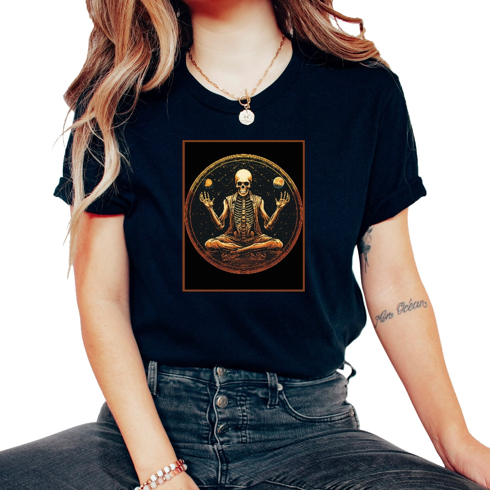 Yoga Pose Oracle Crystal Ball Third Eye Skeleton Humorous Gym Black T - Unisex T-Shirt - Black