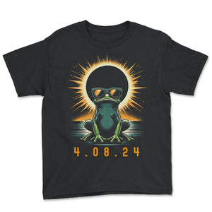 4 08 24 Frog Solar Eclipse T Shirt - Youth Tee - Black