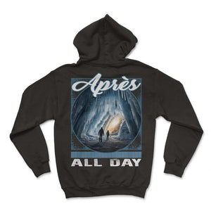 Apres All Day Ski Icy Crystal Cave Mountain Secret Frosty Floor Skier - Hoodie - Black