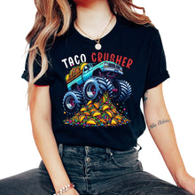 Load image into Gallery viewer, Taco Crusher Monster Truck Funny Mexican Food Mexico Cinco De Mayo T - Unisex T-Shirt - Black
