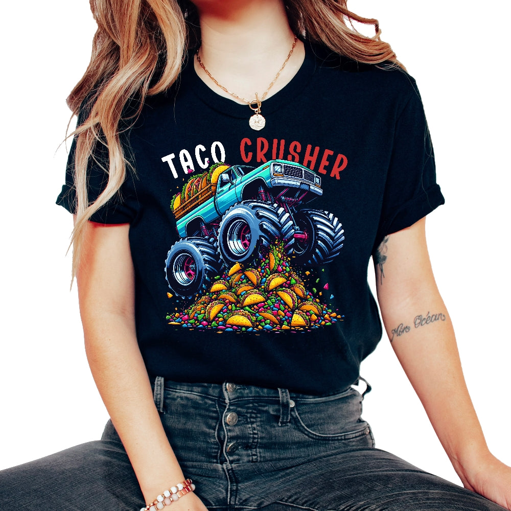 Taco Crusher Monster Truck Funny Mexican Food Mexico Cinco De Mayo T - Unisex T-Shirt - Black