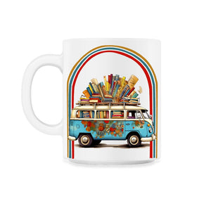 Books Reading English Teacher Hippie Van Retro - 11oz Mug - White