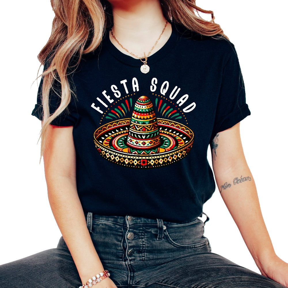 Fiesta Squad Sombrero Mexican Festivity Mexico Cinco De Mayo T Shirt - Unisex T-Shirt - Black