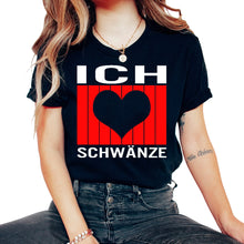 Load image into Gallery viewer, Ich Heart Schwänze liebe Tails Fun Tail Birthday Gift - Unisex T-Shirt - Black
