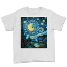 Load image into Gallery viewer, Earth Day Starry Night Shirt Conservation Through Art Tee Protect and - Youth Tee - White
