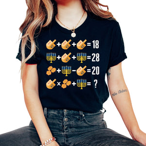 Math Shirt, Math Order Of Operations Dreidel Menorah Latke Tee, - Unisex T-Shirt - Black