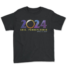Load image into Gallery viewer, 2024 Erie Pennsylvania 04 08 24 Eclipse T Shirt - Youth Tee - Black
