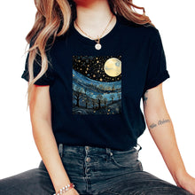 Load image into Gallery viewer, Moon Cycle Starry Night Shirt Phases Of Brilliance Tee Lunar Symphony - Unisex T-Shirt - Black
