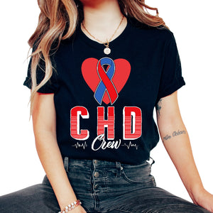 Heart Disease Awareness Shirt, CHD Crew Tee, Gift For Heart - Unisex T-Shirt - Black