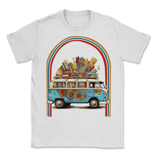 Load image into Gallery viewer, Books Reading English Teacher Hippie Van Retro - Unisex T-Shirt - White
