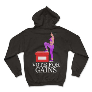 Gym Shirt, Vote For Gains Tee, Classic Election Red Ballot Box Vote - Hoodie - Black