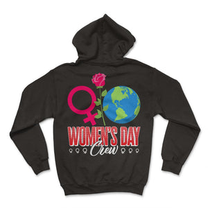 International Women's Day Shirt, Women's Day Crew Rose Female Symbol - Hoodie - Black
